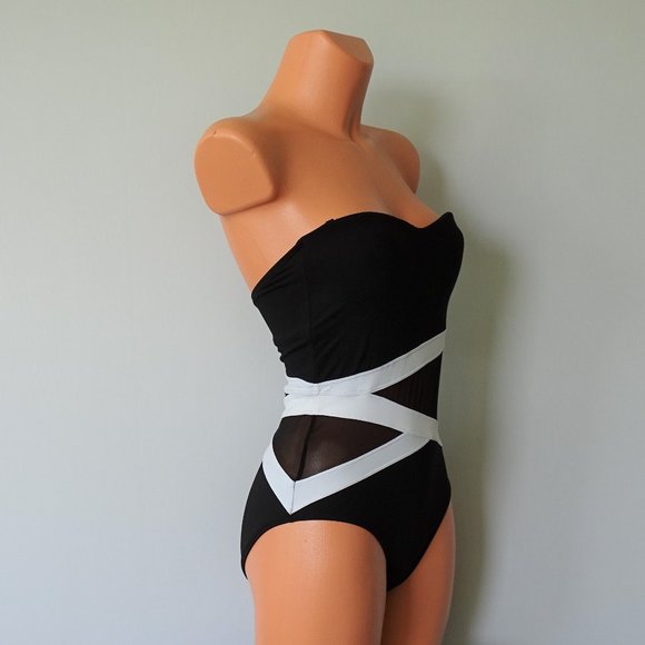 Anne Cole Colorblocked Mesh 1 Pc Swimsuit NWT - Picture 2 of 4